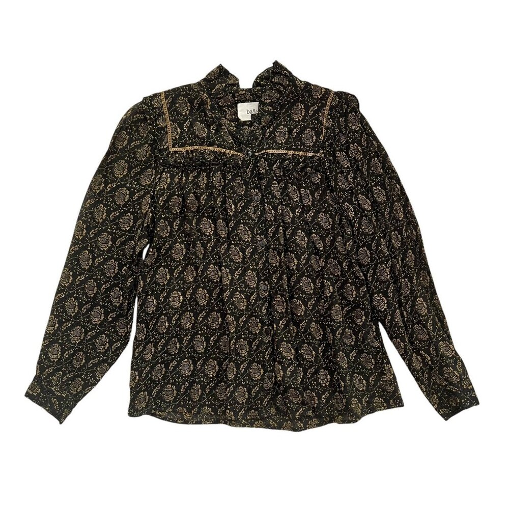 ba&sh Black and Cream Paisley Blouse